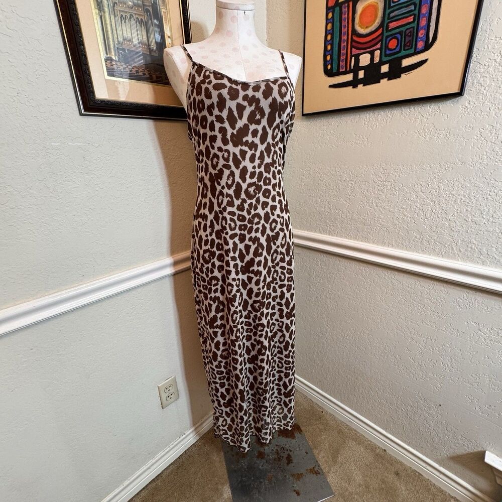 Grunge Leopard Print Mesh Maxi Dress Size Spaghetti Straps XL New With Tags